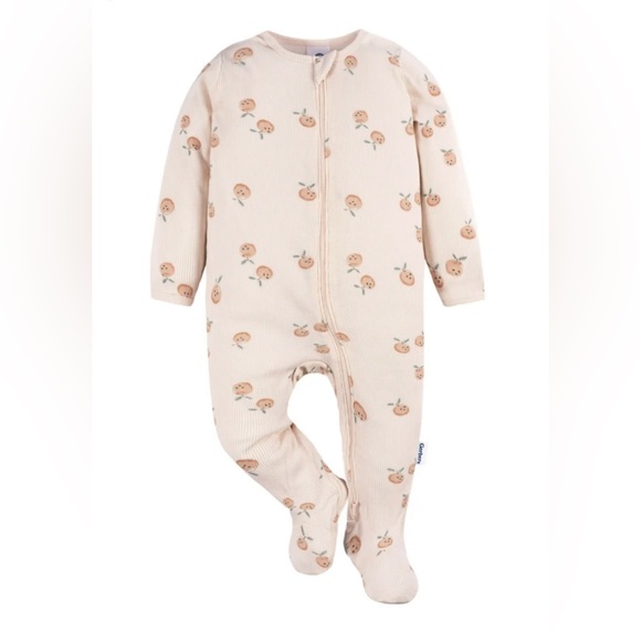 Gerber Cream and Peach Floral Footie - Picture 1 of 4